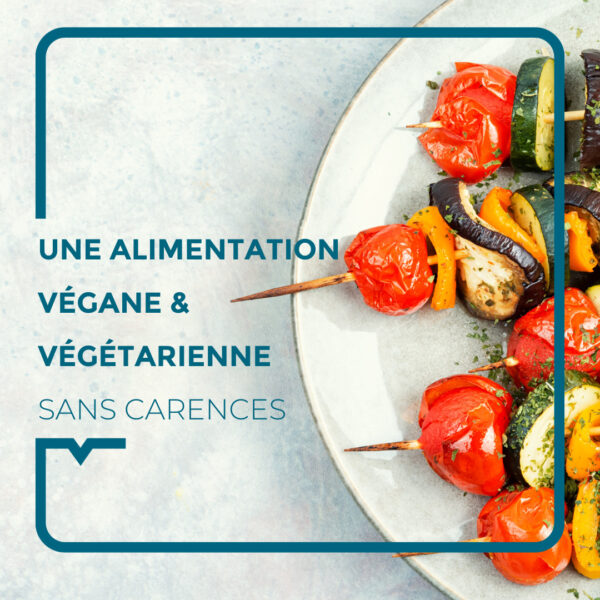Visuel de brochettes de légumes façon barbecue pour une alimentation végane ou végétarienne sans carences