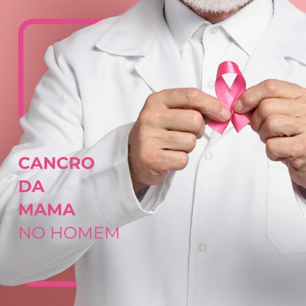 Especialista segurando um laço cor-de-rosa