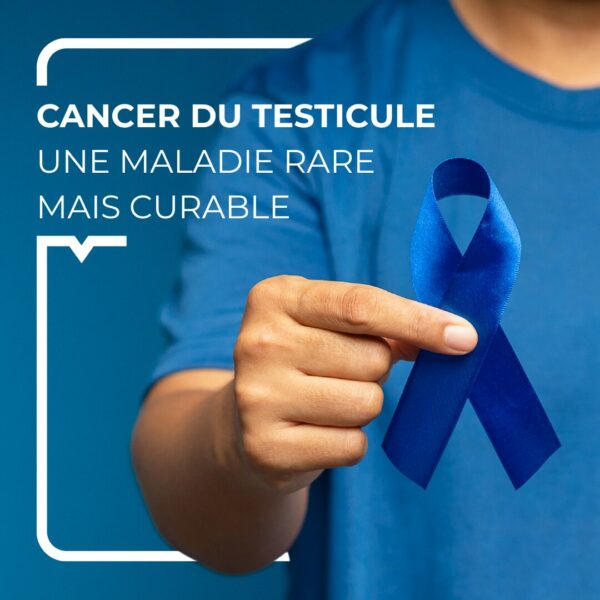 homme tenant ruban bleu