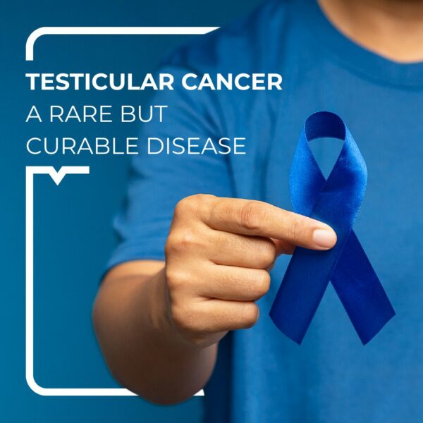 man holding a blue ribbon